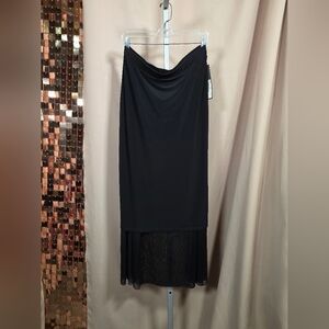 NWT Sympli Black Mix Sheer Reversible Layered Moxie Skirt Size 12